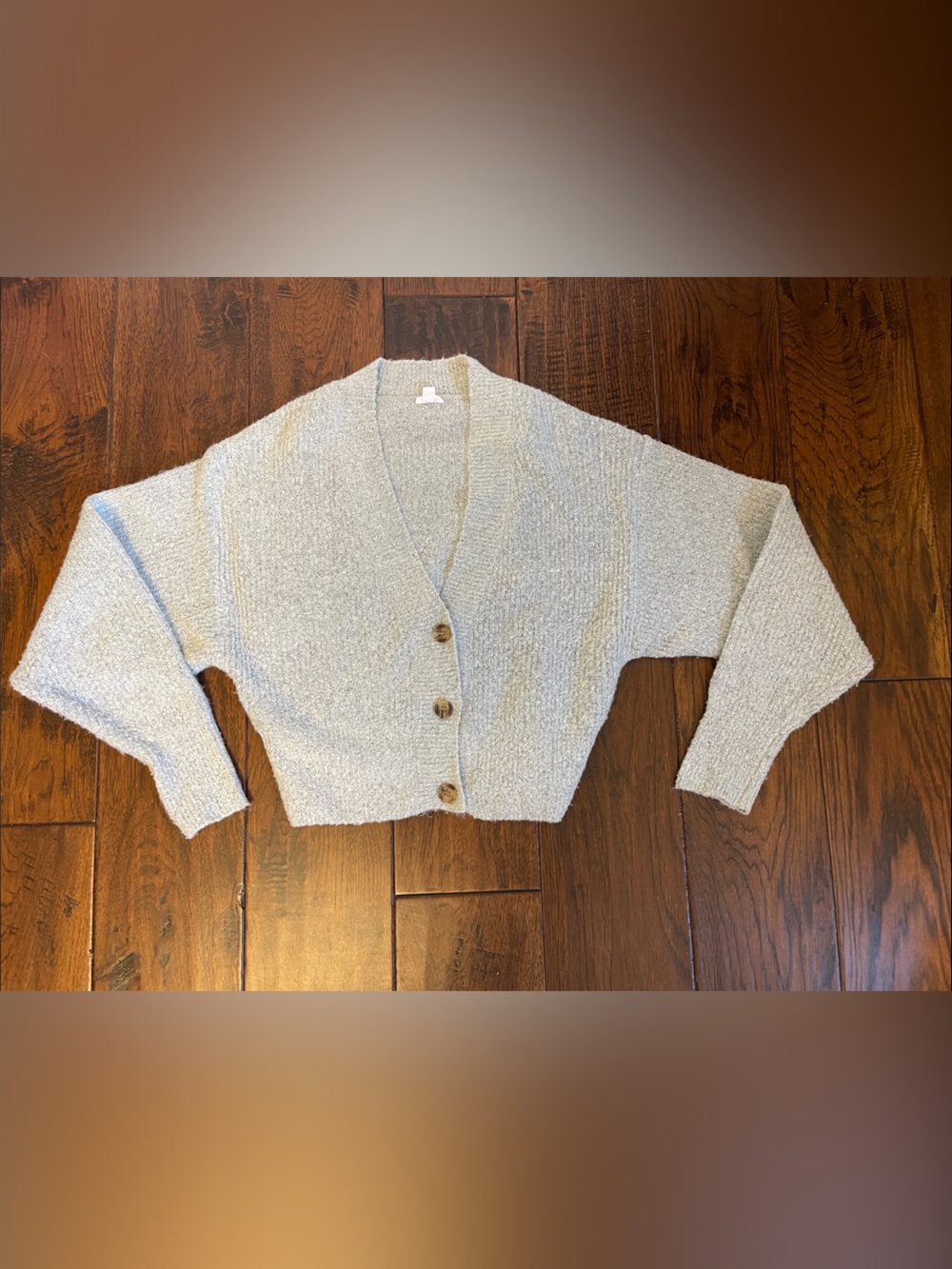 GARAGE: Cozy Textured Button-Front Cardigan in Light Gray